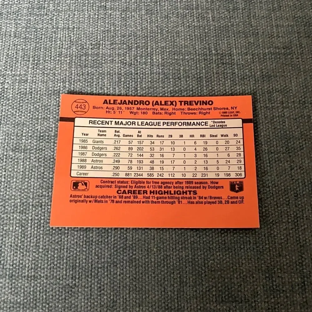 1990 Donruss Houston Astros Baseball Card Trading Card